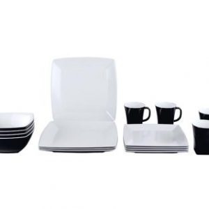 Set De Tacamuri Cu Melamina Quadrato, Alb-Negru, Melamina 100%