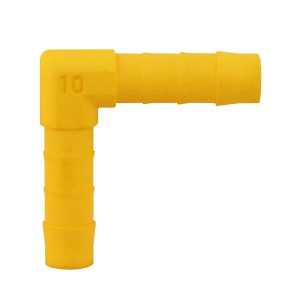 Conector 90 grade pentru furtun 10 mm, 2 buc, galben