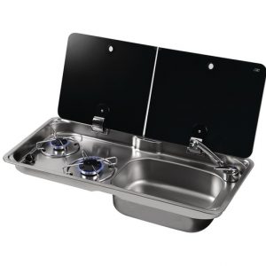 Combo aragaz/chiuveta COMPACT 3, cu capac format din 2 parti