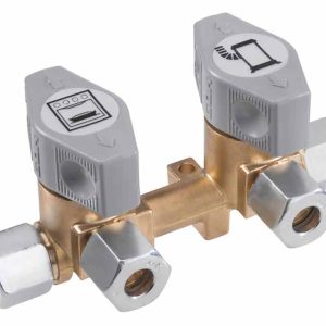 Distribuitor gaz 2 cai, intrare 10 mm, iesire 8 mm