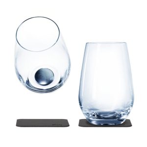 Pahar de cristal magnetic pentru longdrink+suport, set de 2 buc