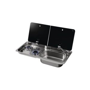 Combo aragaz/chiuveta COMPACT 3, cu capac format din 2 parti