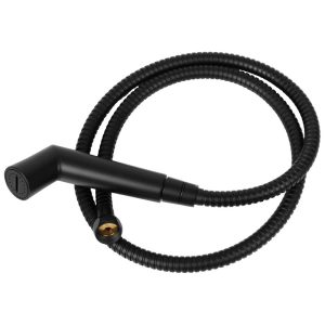 Set de dus cu robinet de inchidere, culoare negru mat