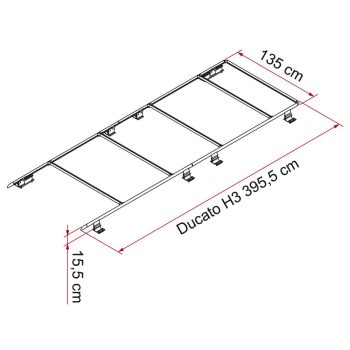 Roof rack pentru Fiat Ducato dupa 2007 H3, 395 cm