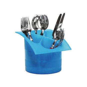 Suport pentru tacamuri din plastic, culoare albastru